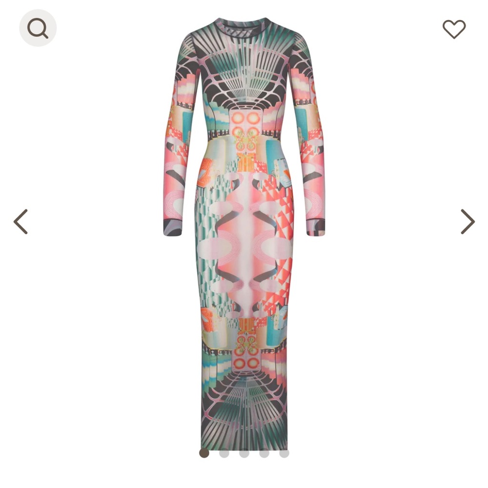 BNWT Skims Summer Mesh long sleeve dress Med Deco Train